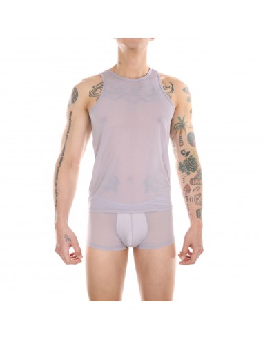 WangJiang Mesh Sexy Gay Men Vest 1056-BX Grey