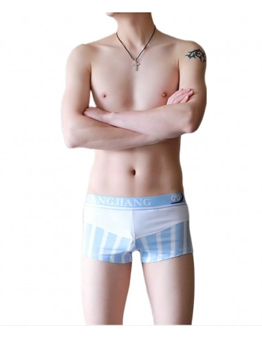 WangJiang Striped Boxer Shorts 1021-PJ Light Blue