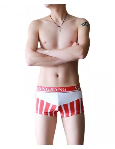 WangJiang Striped Boxer Shorts 1021-PJ Red