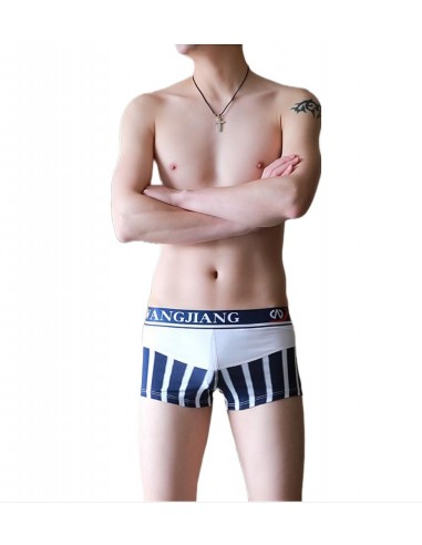 WangJiang Striped Boxer Shorts 1021-PJ Navy
