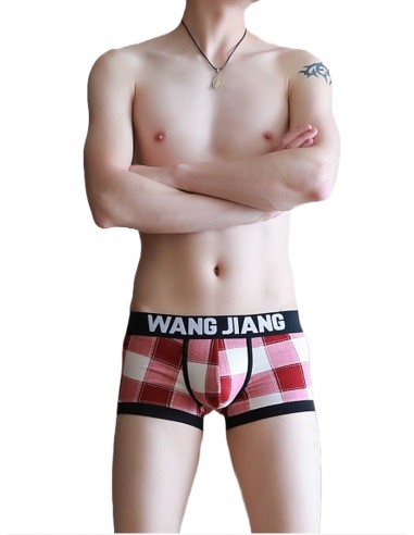 Red Plaid Boxer Shorts by WangJiang 3043-PJ