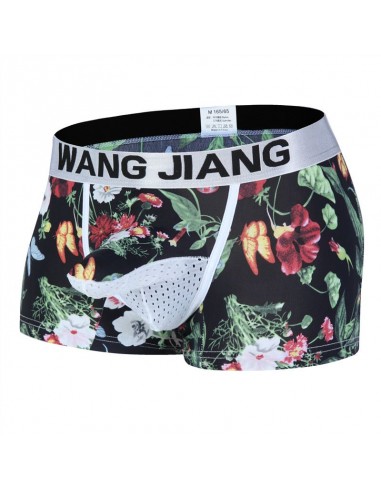 WangJiang Abstract Print Nylon Boxer Shorts with Cock Sock 3052-PJ Peony