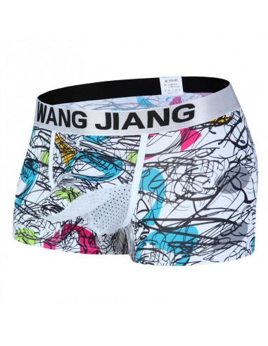 WangJiang Abstract Print Nylon Boxer Shorts with Cock Sock 3052-PJ Line