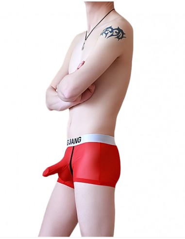 WangJiang Mesh Boxer Shorts with Cock Sock 3054-PJ red
