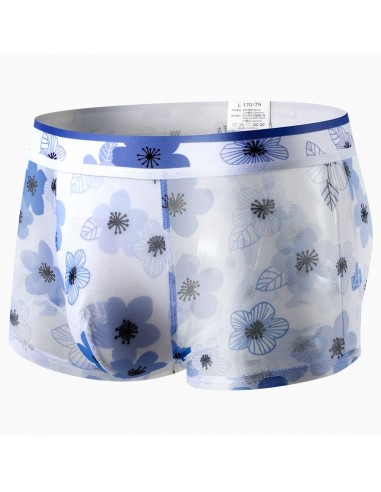 WangJiang Nylon Mesh Boxer Shorts with Flowers Print 3061-PJ blue