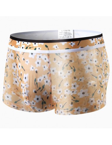 WangJiang Nylon Mesh Boxer Shorts with Flowers Print 3061-PJ orange