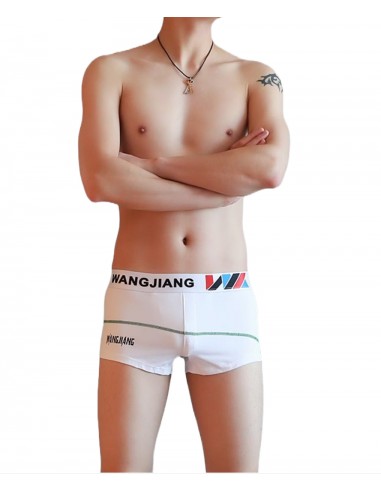 White and White Nylon Boxer Shorts by WangJiang 4027-PJ