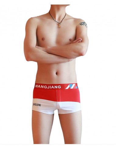 Red and White Nylon Boxer Shorts by WangJiang 4027-PJ