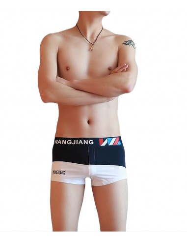 Dark Blue and White Nylon Boxer Shorts by WangJiang 4027-PJ