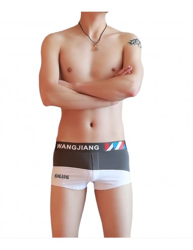 Grey and White Nylon Boxer Shorts by WangJiang 4027-PJ