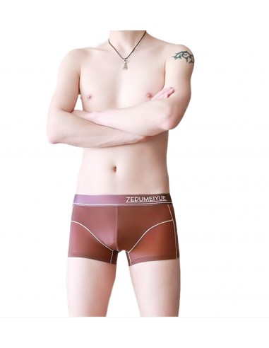 Brown Nylon Boxer Shorts by WangJiang 4029-PJ