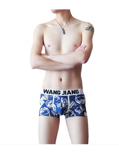 Cotton Boxer Shorts with Print by WangJiang 4024-PJ navy