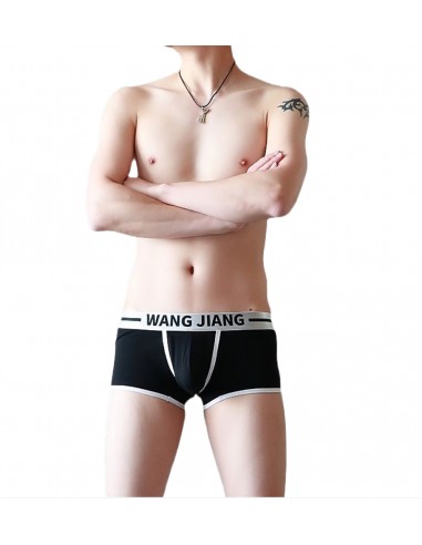 WangJiang Cotton Boxer Shorts with Open Front 5020-PJ black