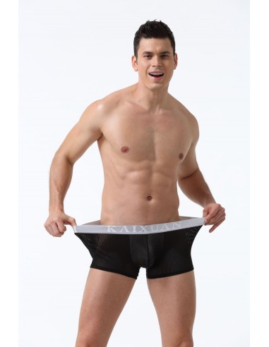 Mesh Nylon Boxer Shorts by WangJiang 5017-PJ black